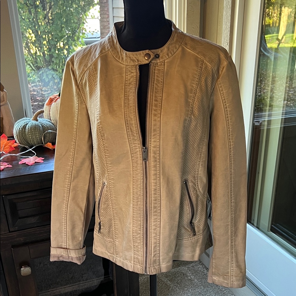 Tan Faux leather Women's Jacket